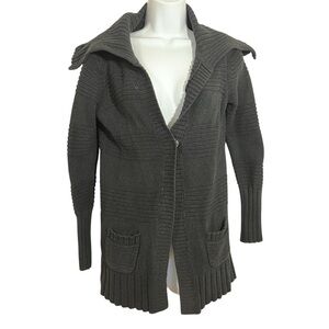 2000s American Eagle Oversized Black Chunky Knit Cardigan Size Small Cape Neck